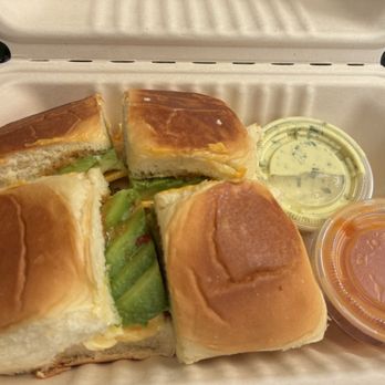Community Goods - Breakfast Sliders (Scrambled eggs, American cheese, house made hot sauce on toasted Hawaiian rolls - $12.00 + Avocado $2.50 + Bacon $2.50) - Coffee & Tea Near Me - Los Angeles, California Community Goods - Breakfast Sliders (Scrambled eggs, American cheese, house made hot sauce on toasted Hawaiian rolls - $12.00 + Avocado $2.50 + Bacon $2.50) - Coffee & Tea Near Me - Los Angeles, California