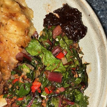 Blue Bayou Restaurant - Swiss chard and some type of jelly - Cajun/Creole Near Me - Anaheim, California