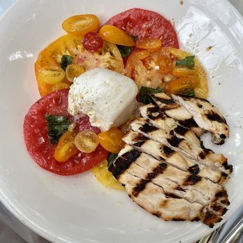 Fireside - Burrata Caprese with grilled chicken - so fresh and delicious. Tomatoes were some of the best I've ever had! - New American Near Me - Portland, Oregon Fireside - Burrata Caprese with grilled chicken - so fresh and delicious. Tomatoes were some of the best I've ever had! - New American Near Me - Portland, Oregon