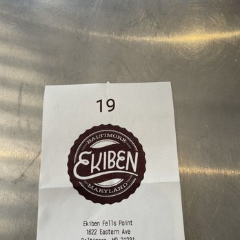 Ekiben - Receipt with address - Asian Fusion Near Me - Baltimore, Maryland