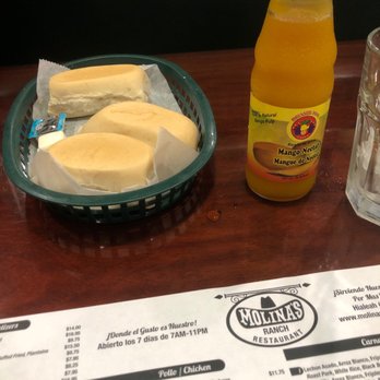 Molina's Ranch Restaurant - Complimentary bread and mango juice. - Cuban Near Me - Hialeah, Florida Molina's Ranch Restaurant - Complimentary bread and mango juice. - Cuban Near Me - Hialeah, Florida