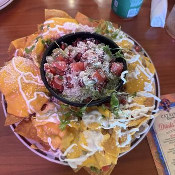 Catrina Querida - Nachos and guacamole. Like the touch of adding pomegranate in the guacamole. - Mexican Near Me - Doral, Florida