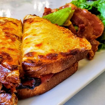 Le Cafe Du Val - Croque Monsieur with a side of Bacon and avocado were most scrumptious. The croque makes for a hearty meal. - Cafes Near Me - Henderson, Nevada Le Cafe Du Val - Croque Monsieur with a side of Bacon and avocado were most scrumptious. The croque makes for a hearty meal. - Cafes Near Me - Henderson, Nevada