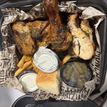 Rockin' Chicken - 1/2 chicken, green beans, fries, ranch, roll. - Tex-Mex Near Me - Evansville, Indiana Rockin' Chicken - 1/2 chicken, green beans, fries, ranch, roll. - Tex-Mex Near Me - Evansville, Indiana