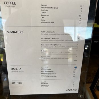Re Ca Phe - Menu - Coffee & Tea Near Me - Fountain Valley, California
