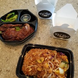 Roasted honey duck w/gailan & bok choy, pad Thai via Crave delivery / steamed rice / one carton contains lime, peanuts, sprouts for pad Thai Roasted honey duck w/gailan & bok choy, pad Thai via Crave delivery / steamed rice / one carton contains lime, peanuts, sprouts for pad Thai