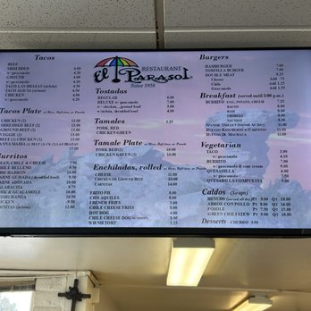 El Parasol - El Parasol.  Robust menu. - Mexican Near Me - Santa Fe, New Mexico