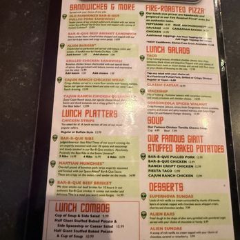 Space Aliens Bar & Grill - Lunch menu - Barbeque Near Me - Albertville, Minnesota Space Aliens Bar & Grill - Lunch menu - Barbeque Near Me - Albertville, Minnesota