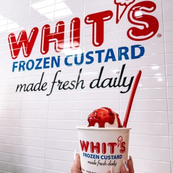 Whit's Frozen Custard- St. Augustine -  a hand holding a cup of frozen custard - Desserts Near Me - St. Augustine, Florida