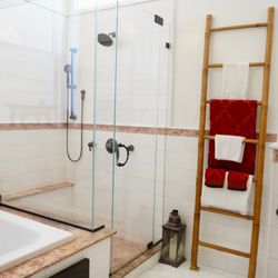 Men at Work - frameless shower