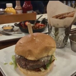 Finney's Burger and onion rings