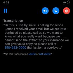 Easton Bright Smiles - Voicemail after I sent an email.