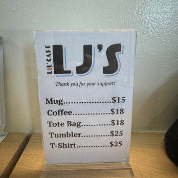 LJ's Lil' Cafe - Merch price listing - Breakfast & Brunch Near Me - Orange, California