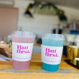 two drinks on a counter two drinks on a counter