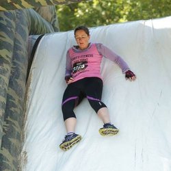 Yonkers - Woodlawn "Women's Boot Camp" - Down the slide she goes!