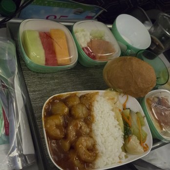 EVA Air - Stir fried scallops and shrimp with hoisin sauce and rice. My favorite meal of both legs of the trip. - Airlines Near Me EVA Air - Stir fried scallops and shrimp with hoisin sauce and rice. My favorite meal of both legs of the trip. - Airlines Near Me