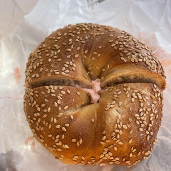 Utopia Bagels - Strawberry cream cheese on sesame - Bakeries Near Me - Whitestone, New York Utopia Bagels - Strawberry cream cheese on sesame - Bakeries Near Me - Whitestone, New York
