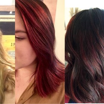 Rumours Salon - Dennis is a miracle worker! The picture on the left was my hair before my appointment at Rumours and the pictures on the right are my after! - Hair Salons Near Me - Iowa City, Iowa Rumours Salon - Dennis is a miracle worker! The picture on the left was my hair before my appointment at Rumours and the pictures on the right are my after! - Hair Salons Near Me - Iowa City, Iowa