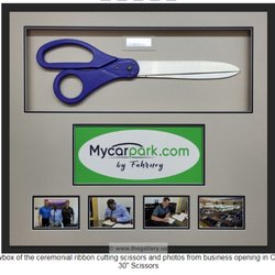 The Gallery at Brookwood - Shadowbox of the ceremonial ribbon cutting scissors and photos from business opening in California
30" Scissors