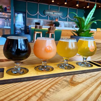 Central District Brewing - Short Straw Stout, Strawberry Wayne Belgian Blonde, Just Between Friends Hazy IPA, Kayakers Kolsch - Breweries Near Me - Austin, Texas
