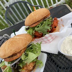 Valley Harvest - Smokey chipotle crispy on a roll and Buffalo crispy sandwich on a roll