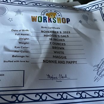 Build-A-Bear Workshop - Ruined birth certificate - Toy Stores Near Me - Santa Clara, California