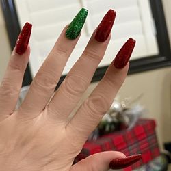 Sassy Nails - I had my Nails  done in Christmas  Red & Green yesterday by Andy