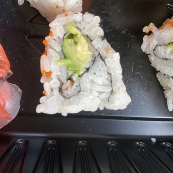 Little Masa - California roll, missing cucumber and microscopic amount of crab. The entire roll was like this. - Asian Fusion Near Me - Tallahassee, Florida Little Masa - California roll, missing cucumber and microscopic amount of crab. The entire roll was like this. - Asian Fusion Near Me - Tallahassee, Florida