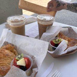 Quiche and chicken salad on croissant Quiche and chicken salad on croissant