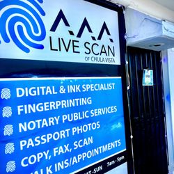 AAA Live Scan - Menu of Services