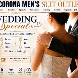 Corona Men's Suit Outlet - Wedding package special 2026