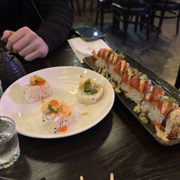Amigo Jalapeno Roll, Hot Night Roll, Gyoza, Chum Churum Peach Korean Soju. Amigo Jalapeno Roll, Hot Night Roll, Gyoza, Chum Churum Peach Korean Soju.