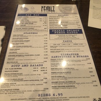 Pearlz - 06/2020 menu - Seafood Near Me - Charleston, South Carolina Pearlz - 06/2020 menu - Seafood Near Me - Charleston, South Carolina