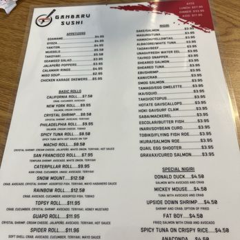 Ganbaru Sushi - Menu - Sushi Bars Near Me - Carson City, Nevada Ganbaru Sushi - Menu - Sushi Bars Near Me - Carson City, Nevada
