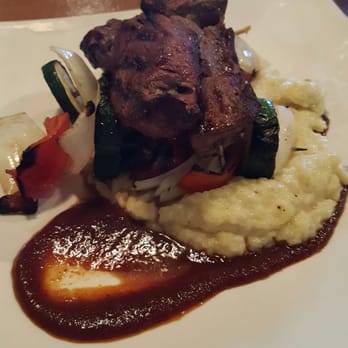 Broken Bit Steakhouse - kabobs, garlic mashed potatoes, and veggies. I highly recommend this meal - Steakhouses Near Me - Quartz Hill, California