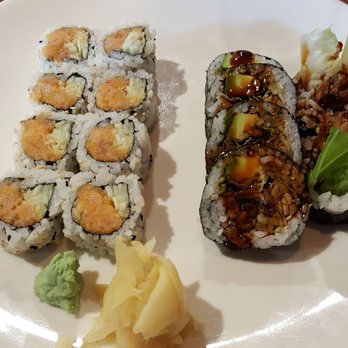 Sushi Hunter - Left: spicy yellow tuna roll Right: spider roll - Japanese Near Me - Newberg, Oregon Sushi Hunter - Left: spicy yellow tuna roll Right: spider roll - Japanese Near Me - Newberg, Oregon