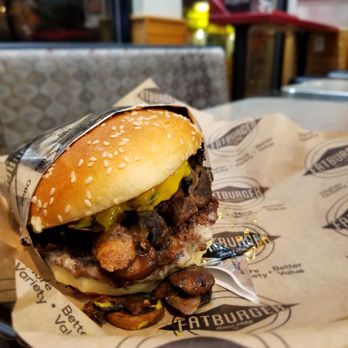Fatburger - Mushroom Swiss Burger made to flavour-oozing perfection - Burgers Near Me - Vancouver, British Columbia