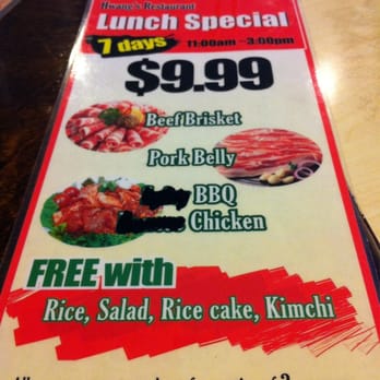 Hwang's Restaurant - $9.99 Lunch Special with Beef Brisket, Pork Belly, and BBQ Chicken! - Korean Near Me - Gardena, California