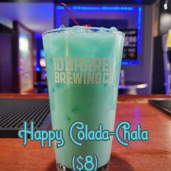 Diamond Palace - One of our August month specials, with white rum, blue curacao, RumChata, coconut cream and pineapple juice.