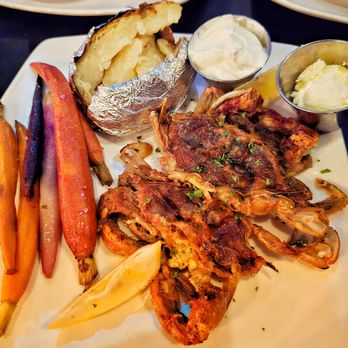RockSalt Grille - Soft crab entree, baked potato, lemony carrots. - Seafood Near Me - Westminster, Maryland RockSalt Grille - Soft crab entree, baked potato, lemony carrots. - Seafood Near Me - Westminster, Maryland