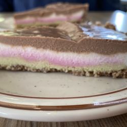 Himalaya Vegan Organic Restaurant - Himalaya Pie layers: Key Lime, Strawberry, Coconut, & Chocolate!