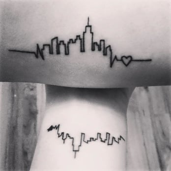 Big Bang Ink - NYC Skyline with a heart monitor on the end, both done by Sam! - Tattoo Near Me - Brooklyn, New York Big Bang Ink - NYC Skyline with a heart monitor on the end, both done by Sam! - Tattoo Near Me - Brooklyn, New York