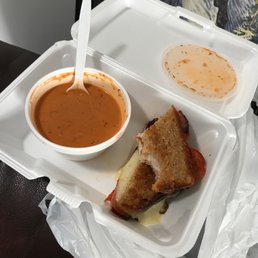 grilled salami, pepperoni mozzarella sandwich with tomato bisque was really delicious! Bread for the sandwich was really toasty and buttery. grilled salami, pepperoni mozzarella sandwich with tomato bisque was really delicious! Bread for the sandwich was really toasty and buttery.