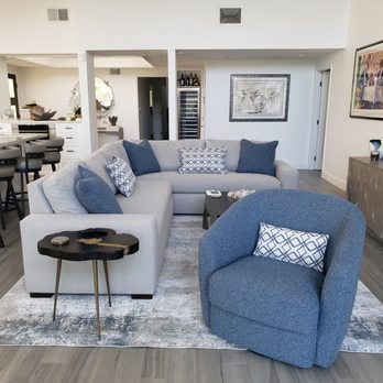 Atmosphere Interiors - Cleint photo of the Amelia sectional and Dorset swivel chair - Furniture Stores Near Me - Los Angeles, California