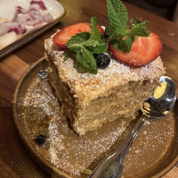 Deda Restaurant - Napoleon dessert (you need at least 2-3 people to finish this, it's huge) - Georgian Near Me - Pasadena, California Deda Restaurant - Napoleon dessert (you need at least 2-3 people to finish this, it's huge) - Georgian Near Me - Pasadena, California