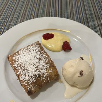 Tisza Bistro - Warm Apple Strudel with rum raisin ice cream - Modern European Near Me - Healdsburg, California Tisza Bistro - Warm Apple Strudel with rum raisin ice cream - Modern European Near Me - Healdsburg, California