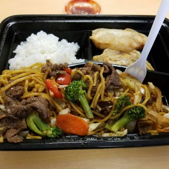 Joy Bento - Beef Yakisoba (comes with rice & 2 gyozas, hot sauce optional). Word. - Sushi Bars Near Me - Seattle, Washington Joy Bento - Beef Yakisoba (comes with rice & 2 gyozas, hot sauce optional). Word. - Sushi Bars Near Me - Seattle, Washington