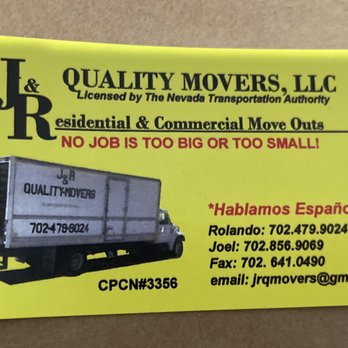 J & R Quality Movers - Business card - Movers Near Me J & R Quality Movers - Business card - Movers Near Me
