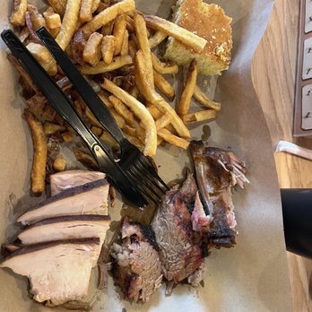 Mission BBQ - Turkey and the moist brisket with french fries and cornbread - Barbeque Near Me - Cranberry Township, Pennsylvania