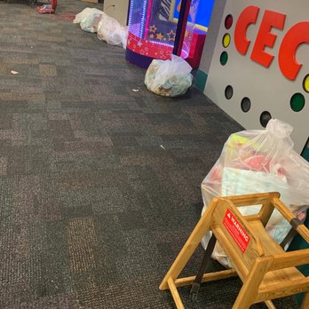 Chuck E. Cheese - Trash bags all over the party section - Pizza Near Me - Englewood, Colorado Chuck E. Cheese - Trash bags all over the party section - Pizza Near Me - Englewood, Colorado